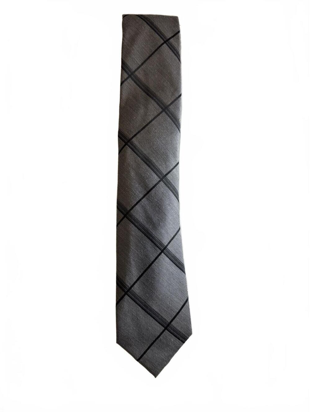 Calvin Klein Gray Plaid Men's Neck Tie